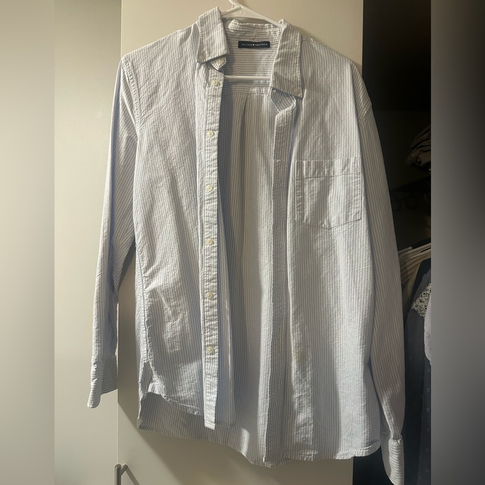 Brandy Melville Blue Striped Button-Down Shirt